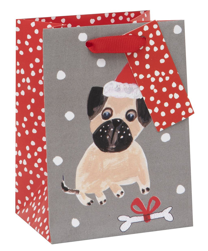 Mini Festive Dog Print Christmas Gift Bag