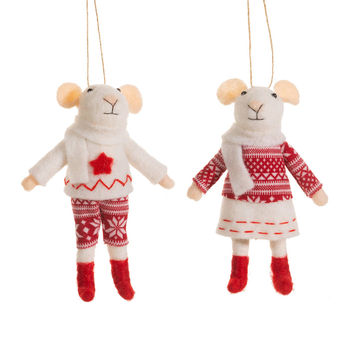 Mouse In Jumper Felt Decoration Assorted