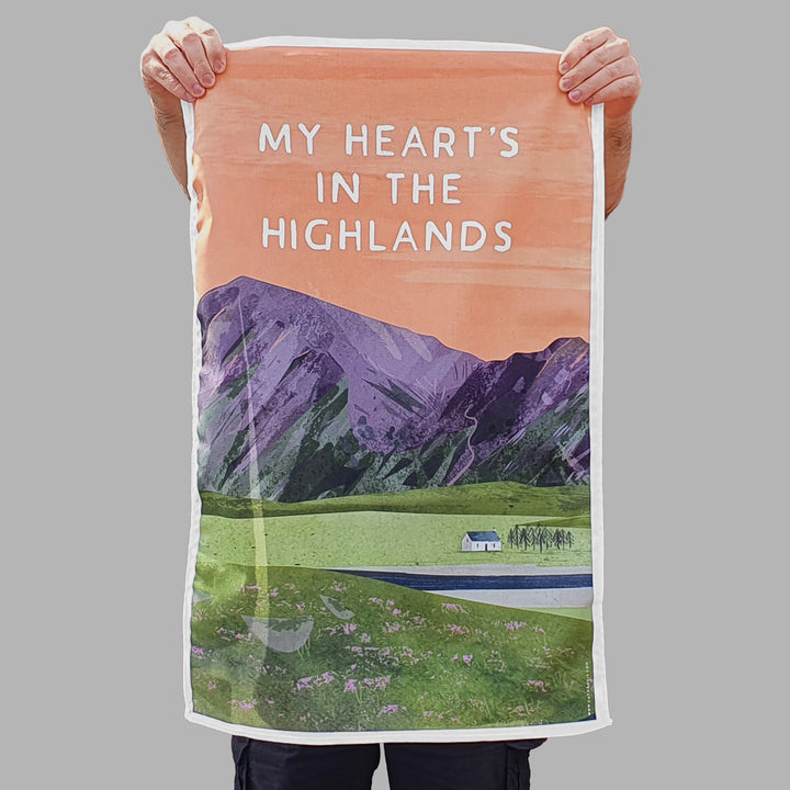 MY HEART IS IN THE HIGHLANDS SCOTTISH TEA TOWEL