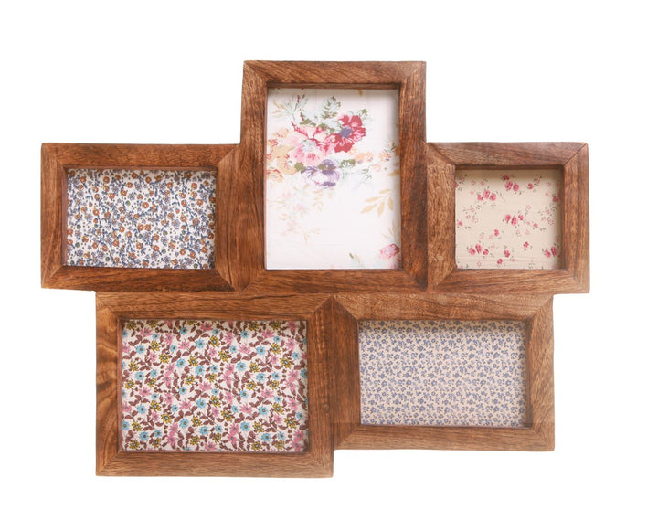 DARK WOOD PHOTO FRAME WITH 5 APERTURES