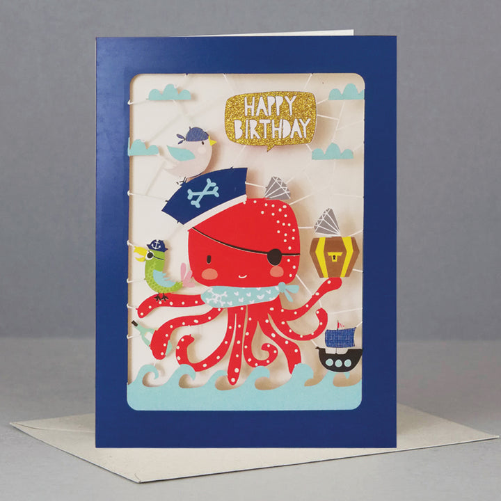 Octopus Kids Birthday Card Laser Cut