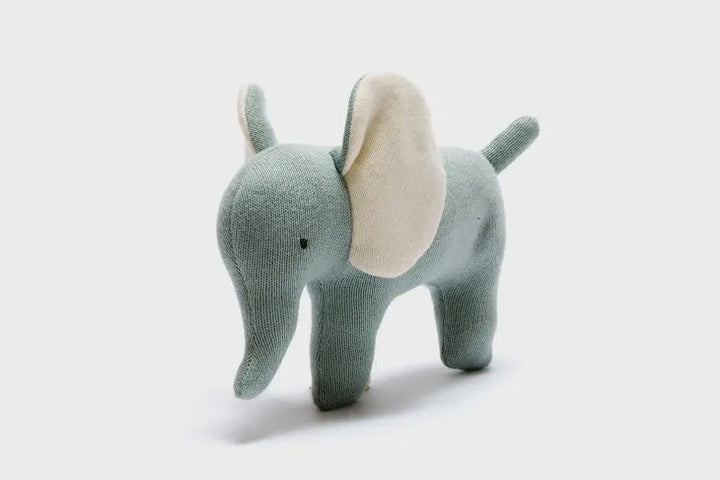 Small Knitted Organic Cotton Teal  Elephant Plush Toy
