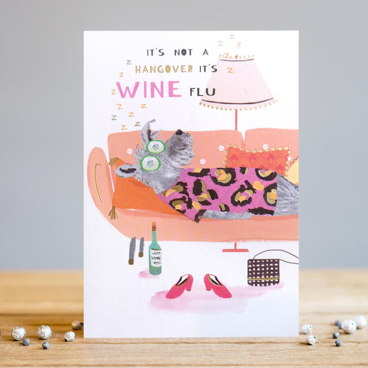 Funny Wine Flu Doggy Card
