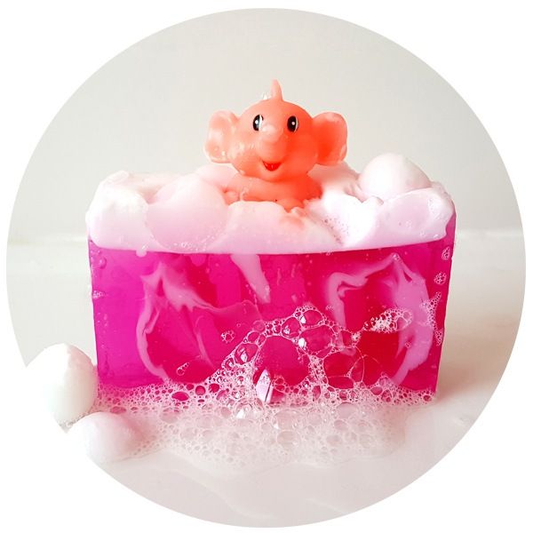Pink Elephants & Lemonade Handmade Soap Slice