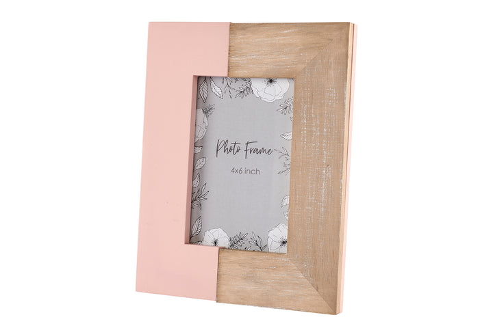 Pink & Natural Wooden Photo Frame