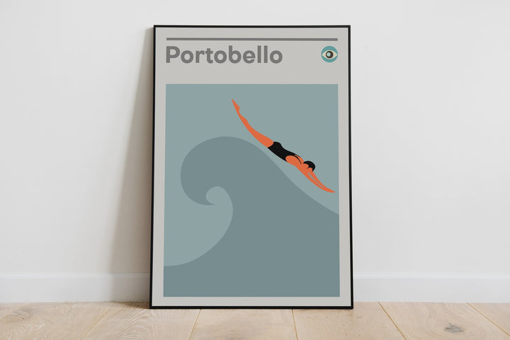 Edinburgh Portobello A4 Print 60s Swimming Retro Beach Swim  Art