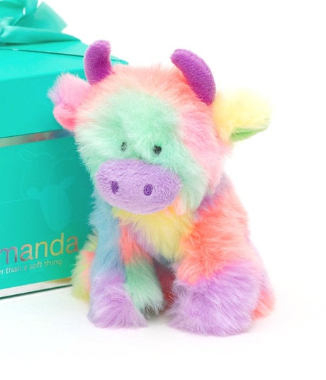 Mini Rainbow Highland Coo Cuddly Toy