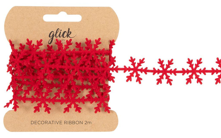 Red Snowflake Christmas Ribbon 2M