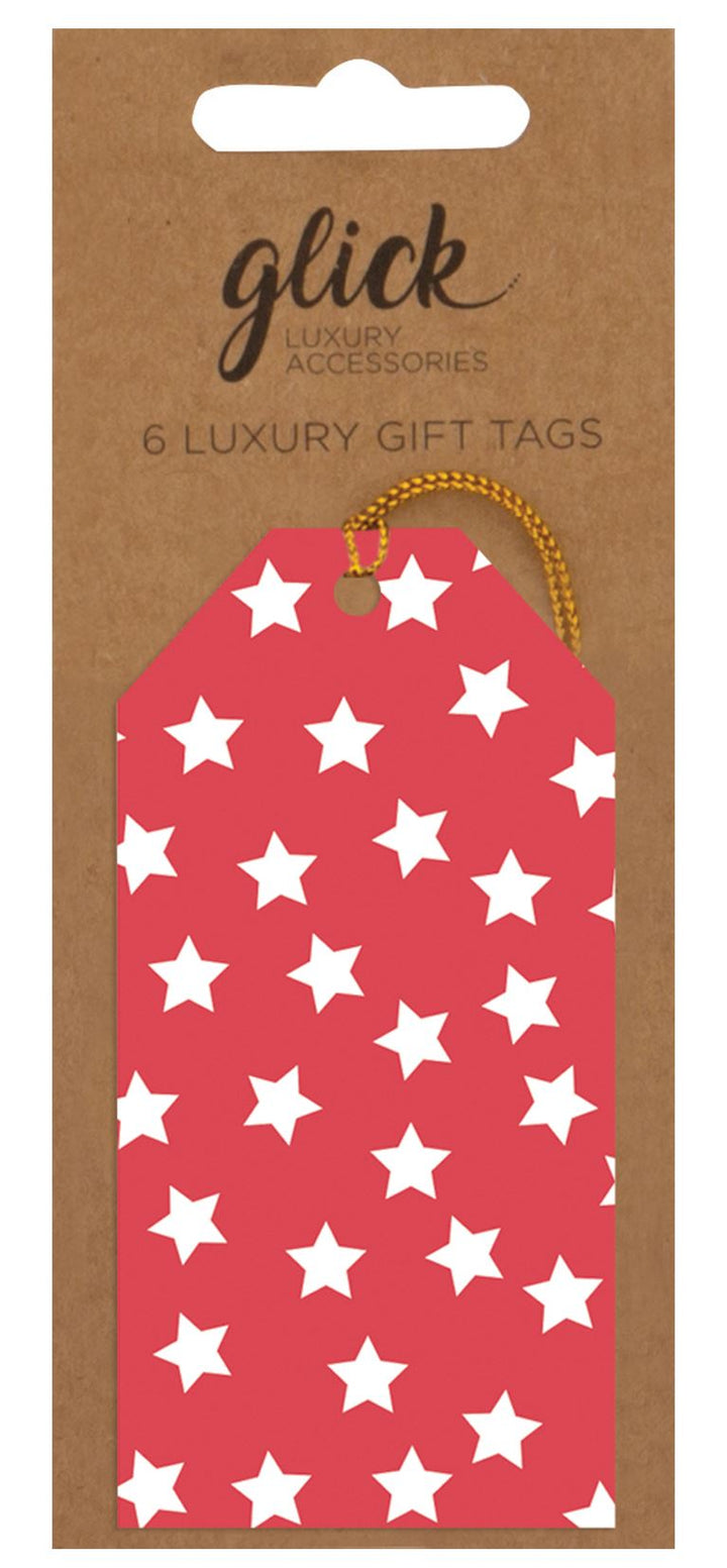 Pack of 6 Luxury Red Stars Gift Tags