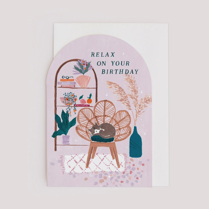 Relax on Your Birthday Card | Cute Cat Card | Lush Boho Card
