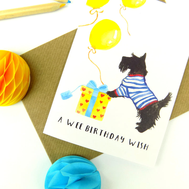 Cute Scotty Dog Birthday Wish Greeting Card