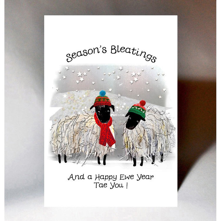 Seasons Bleatings Scottish Sheep Christmas Card