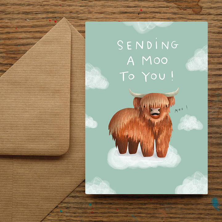 Sending A Moo To You! Highland Coo Card