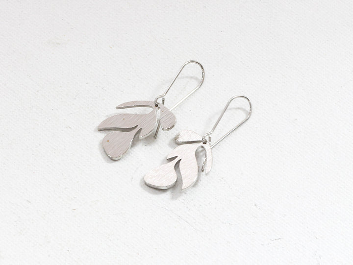 Senna Silver Petal Tiny Leaf Earrings