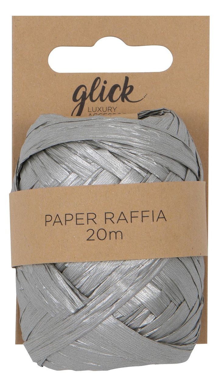 Silver Raffia Ribbon 20M