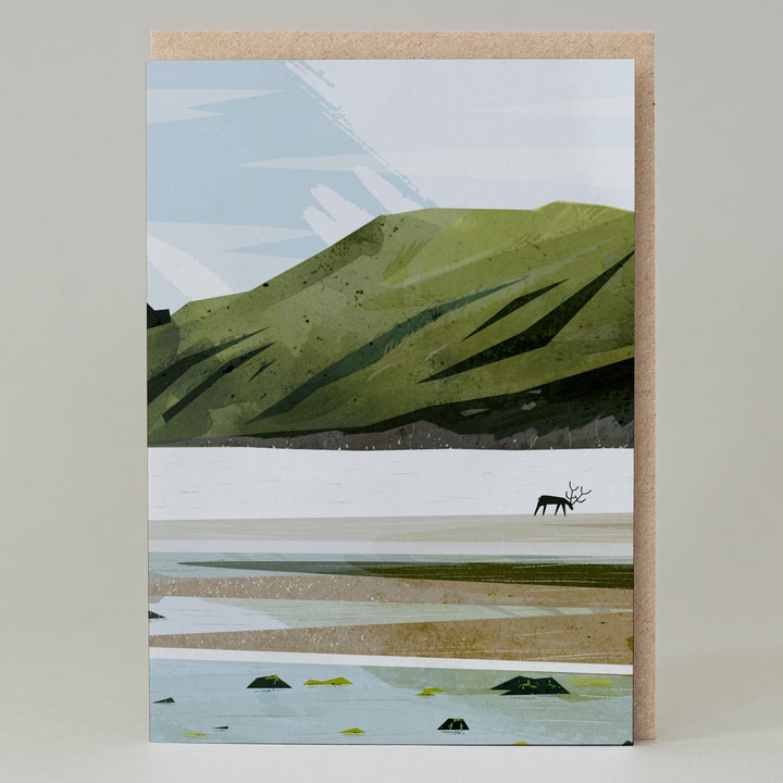 Stag Beach Scottish Landscape Card