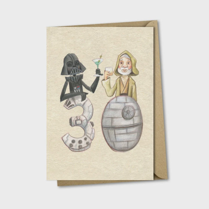 30th birthday age card - ft. Darth Vadar and Obi Wan Kenobi