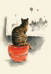 Tabby Cat at the Window Blank Card