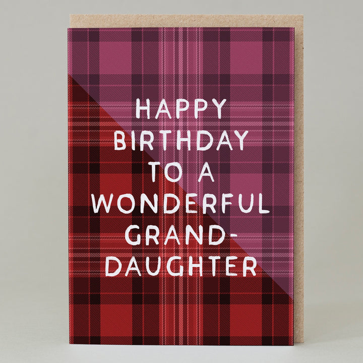 Wonderful Granddaughter Tartan Scottish Birthday Card