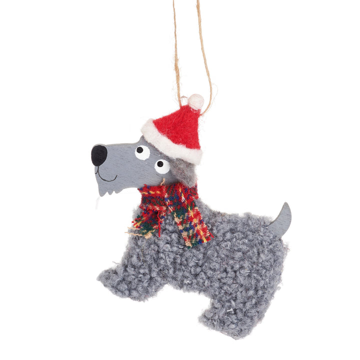 Festive Scottie Dog Hanging Decoration