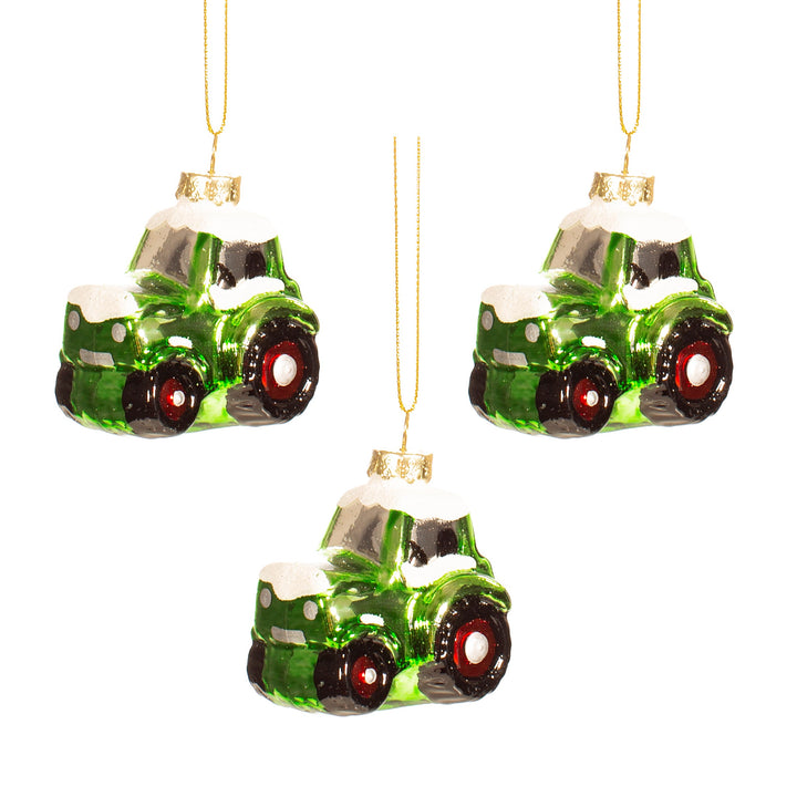 **SALE** TRACTOR SHAPED BAUBLE - SET OF 3