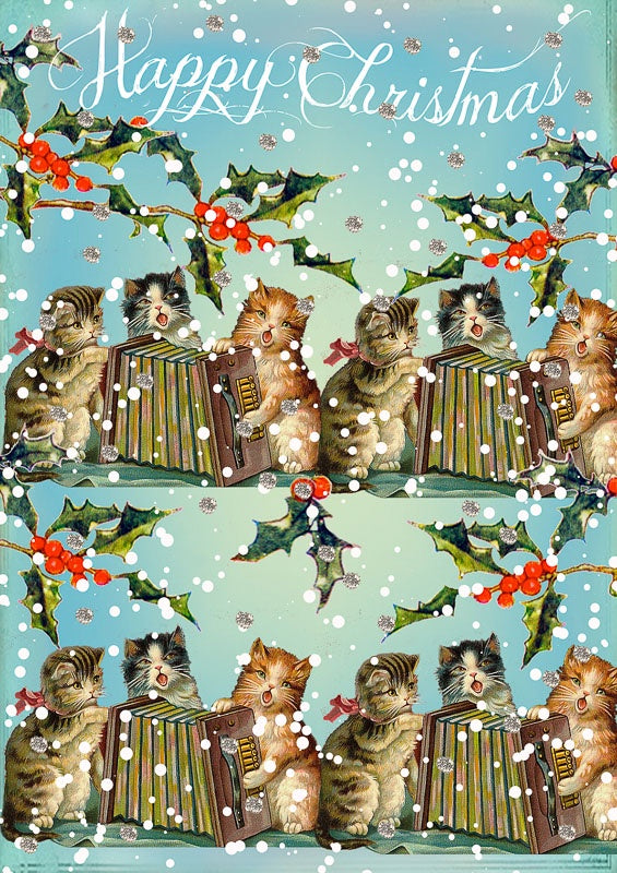 Singing Cats Glitter Christmas Card