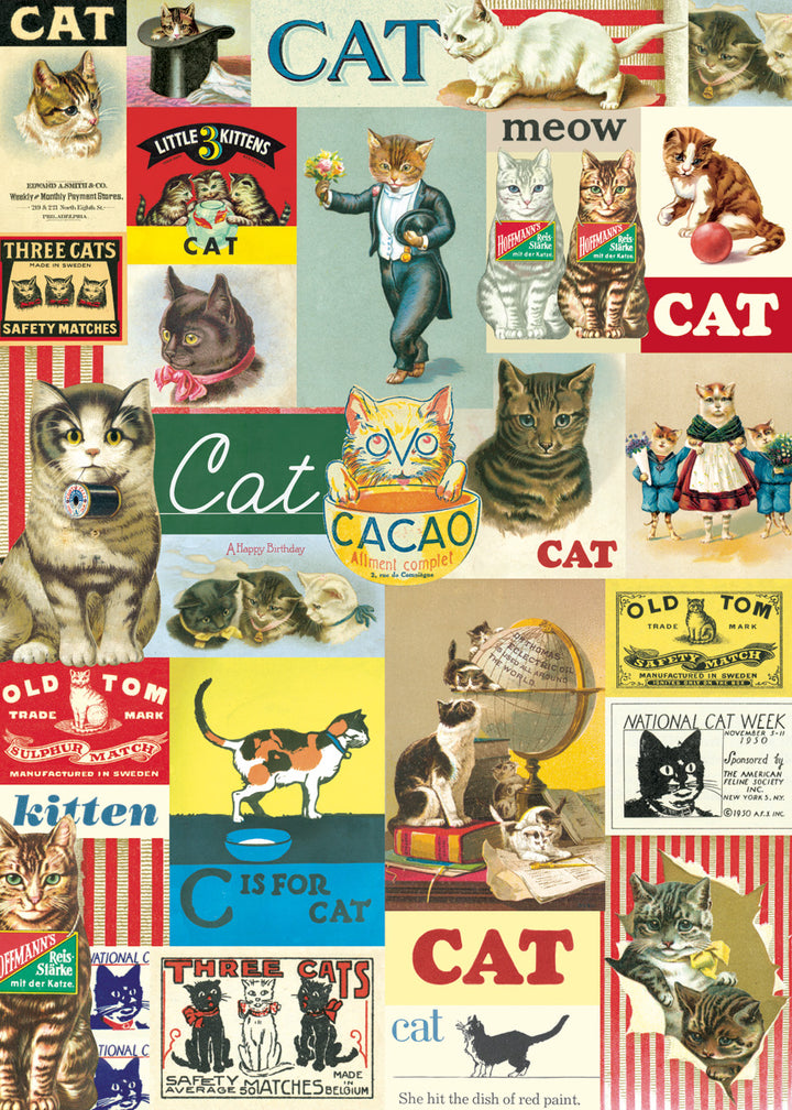 Vintage Cats Print Gift Poster