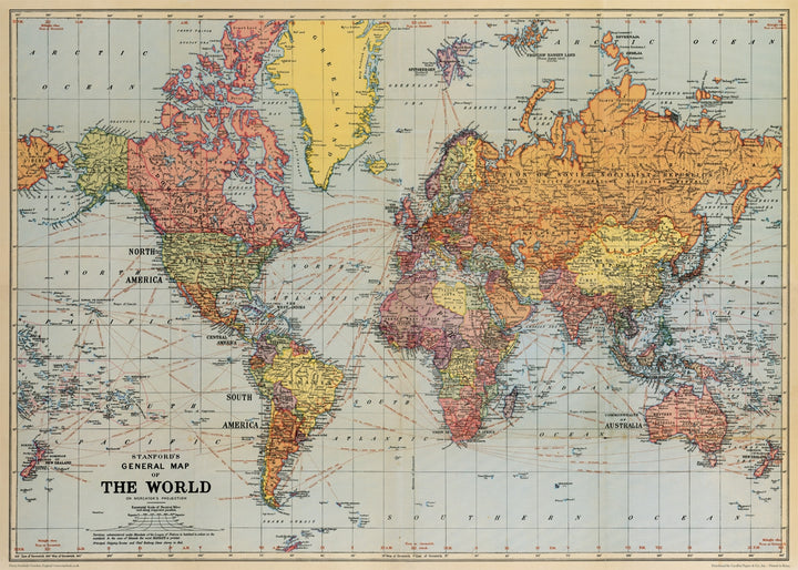 Vintage World Map 2 Print Poster