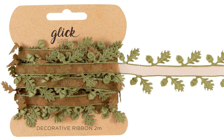 Winter Leaves Gift Dressing Ribbon 2M
