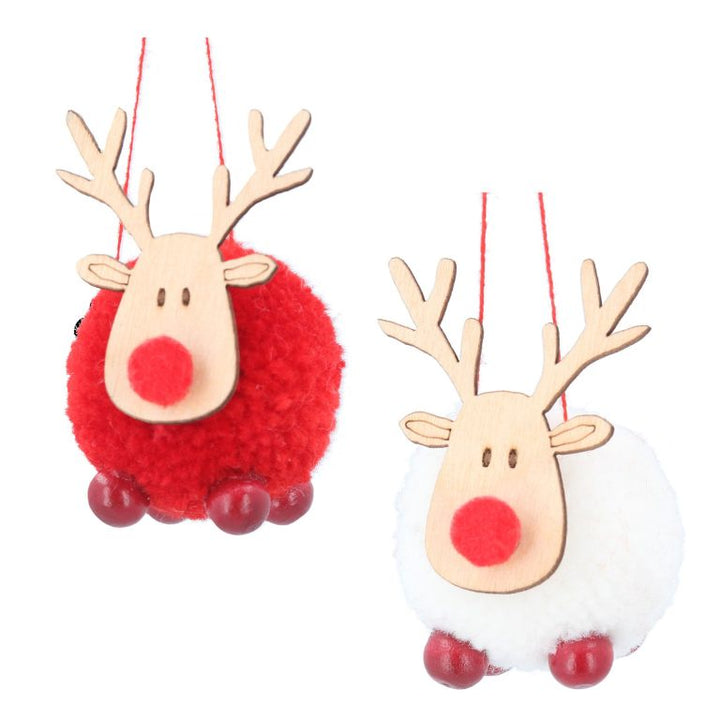 Red/White Wool Deer Decorations