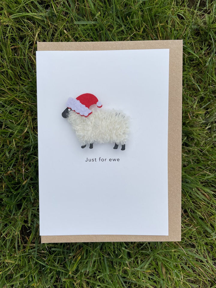 Just For Ewe With Handmade Woolly Sheep Christmas Card