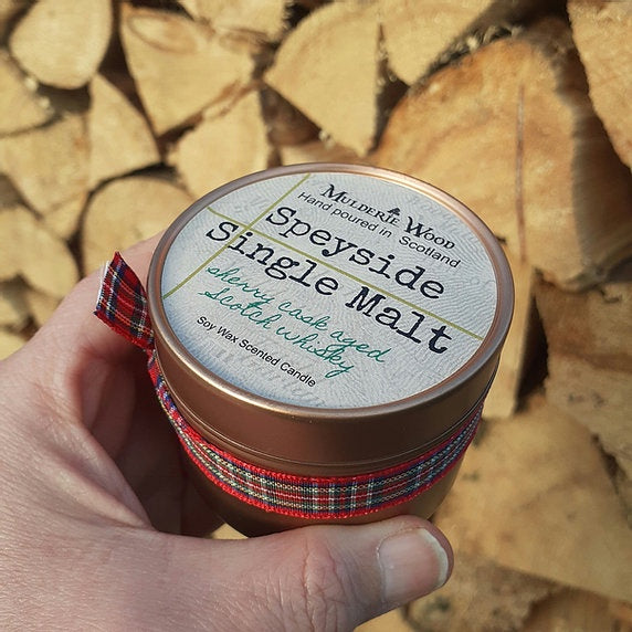 Speyside Single Malt Whisky Scotch Scented Soy Wax Tin Candle
