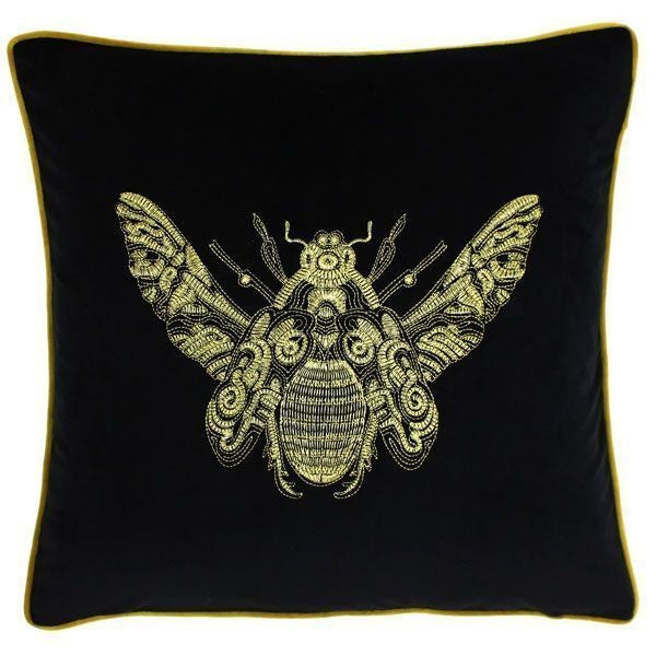 Cerana Black Velvet Fabric Bee Cushion