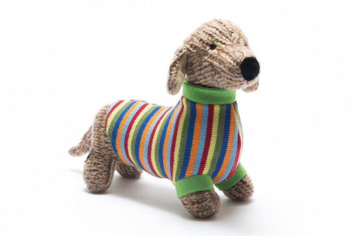 Knitted sausage dog soft toy