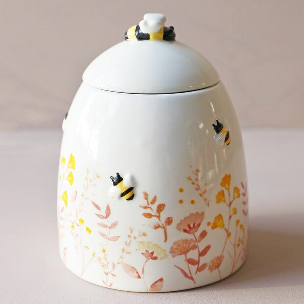 Dusky Pink Floral Storage Pot