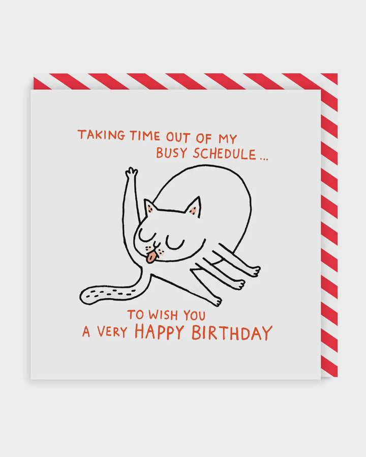 Busy Schedule Cat Birthday Card