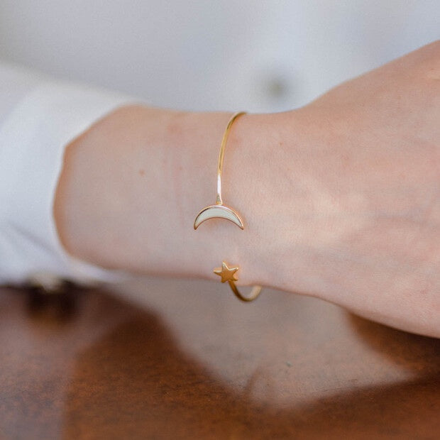 Gold Moon and Star Torque Bangle