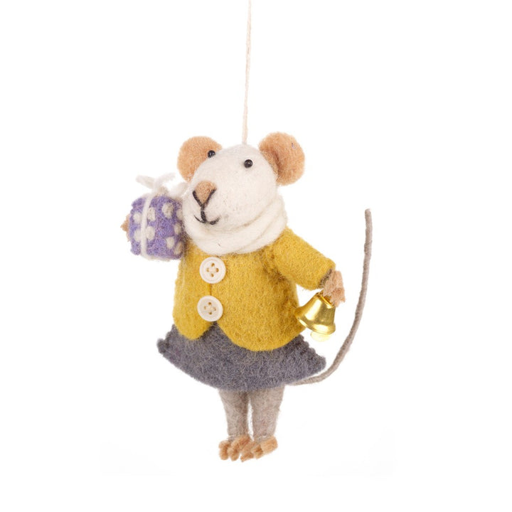 Handmade Felt Agnes Mouse Biodegradable Hanging Decoration