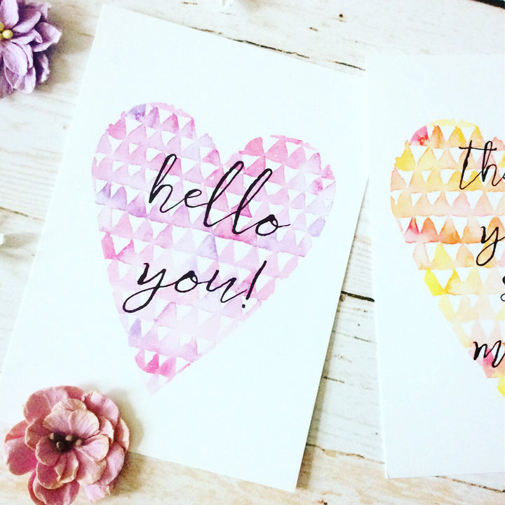 Hello You Heart Print Postcard