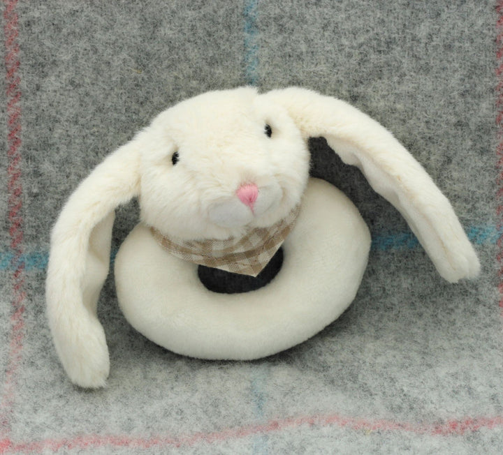 Cuddly Soft Cream Bunny Baby Rattle